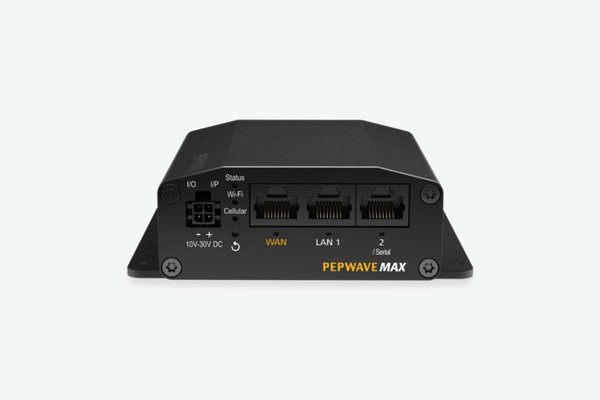 A photograph of the Peplink MAX BR1 router, taken against a white background