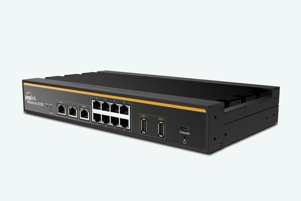 Balance 310X Router by Peplink - A rectangular, black wireless router with several input points visible